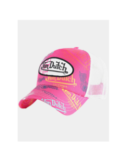Casquette trucker custom art rose et blanc adulte - Von Dutch