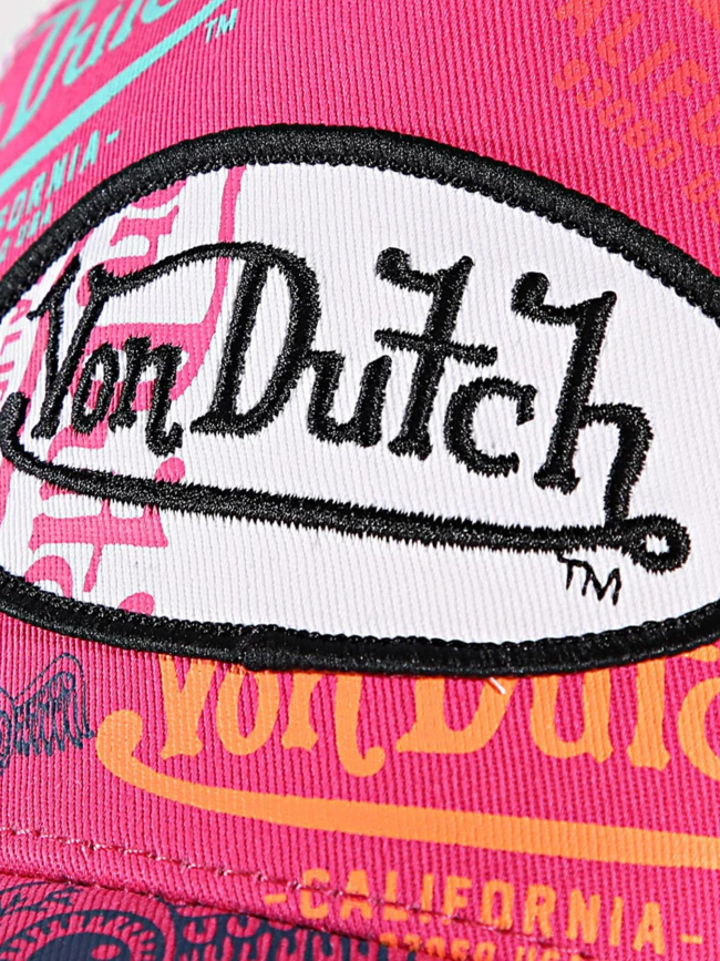 Casquette trucker custom art rose et blanc adulte - Von Dutch