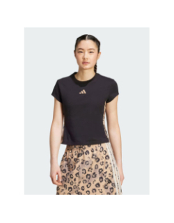 T-shirt de sport 3 stripes leopard aop noir femme - Adidas
