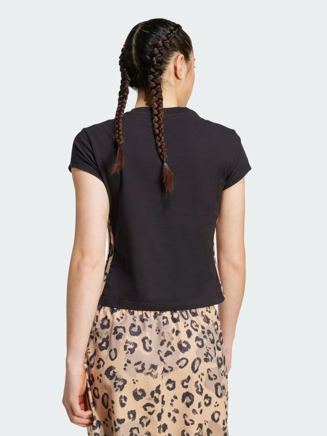 T-shirt de sport 3 stripes leopard aop noir femme - Adidas