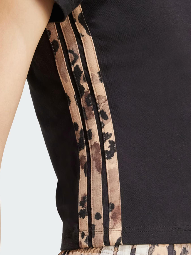 T-shirt de sport 3 stripes leopard aop noir femme - Adidas