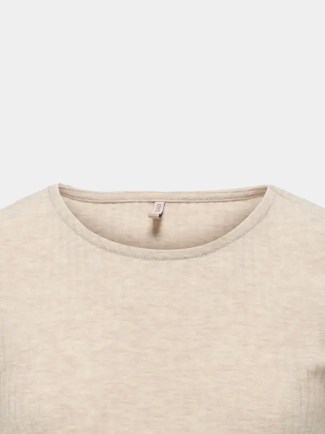 T-shirt côtelé kognella beige fille - Only