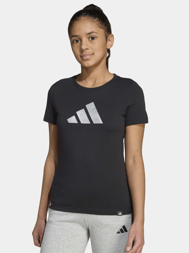 T-shirt jg glam logo argenté brillant noir fille - Adidas