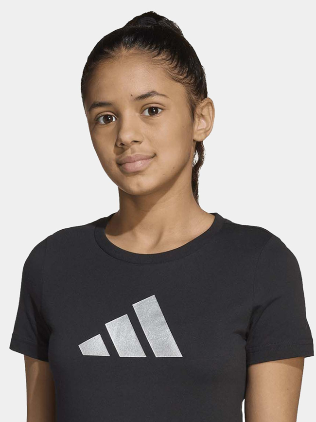 T-shirt jg glam logo argenté brillant noir fille - Adidas