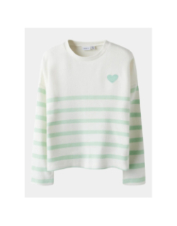 Pull fin à rayures nkfline beige et vert fille - Name It