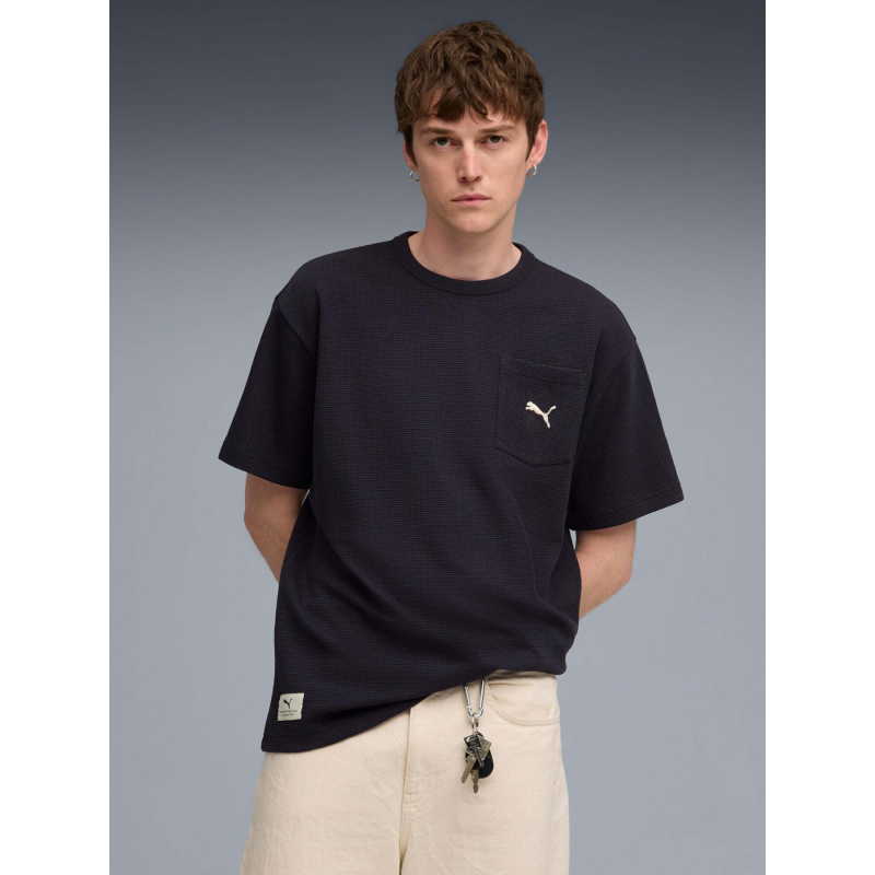 T-shirt à texture gaufré class relaxed bleu marine homme - Puma