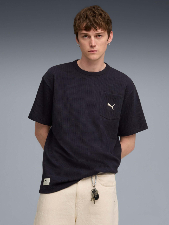 T-shirt à texture gaufré class relaxed bleu marine homme - Puma