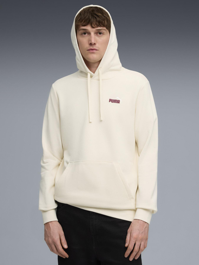 Sweat à capuche ess 2 color small logo beige homme - Puma