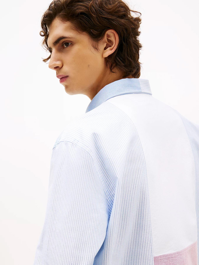 Chemise colour-block rayée décontractée bleu homme - Tommy Hilfiger