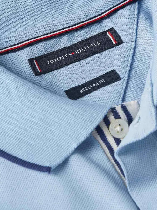Polo en piqué de coton et logo brodé bleu homme - Tommy Hilfiger