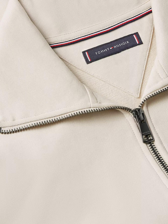 Sweat zippé à col montant beige homme - Tommy Hilfiger