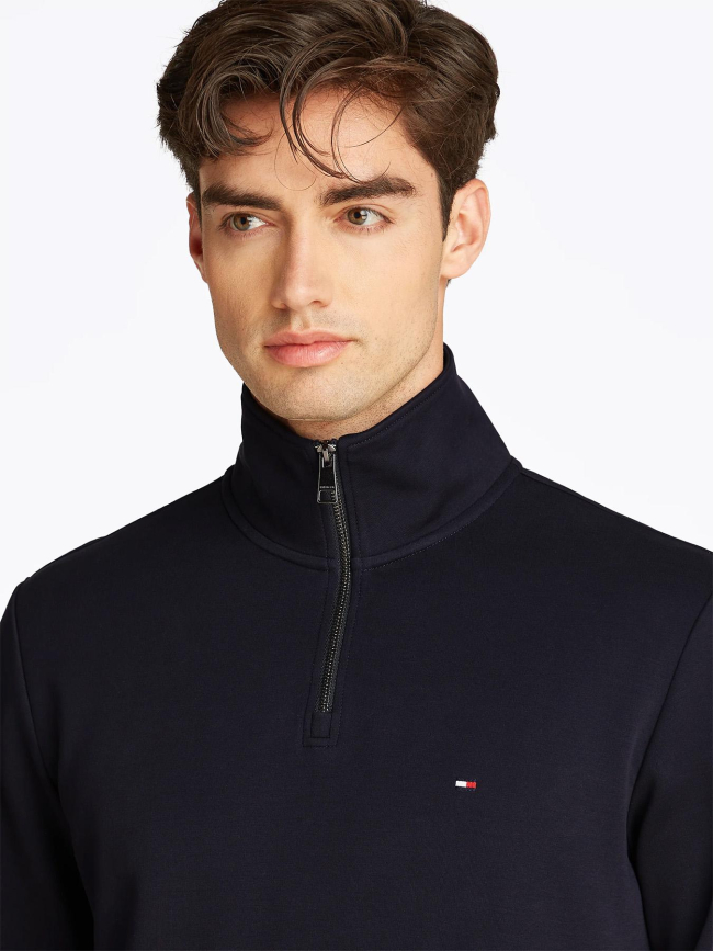 Sweat à col zippé et logo bleu marine homme - Tommy Hilfiger