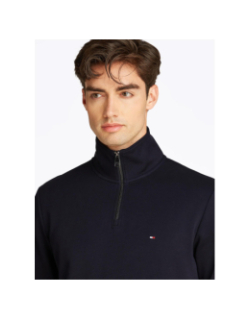 Sweat à col zippé et logo bleu marine homme - Tommy Hilfiger