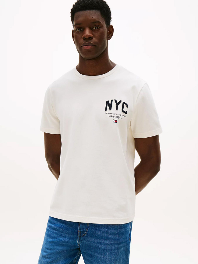 T-shirt athleisure à logo brodé beige homme - Tommy Hilfiger