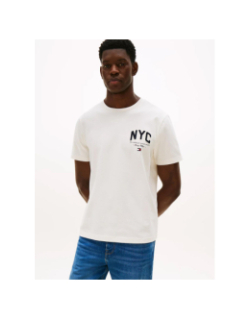 T-shirt athleisure à logo brodé beige homme - Tommy Hilfiger
