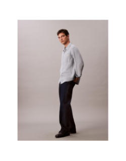 Chemise rayée en coton double face bleu homme - Calvin Klein Jeans