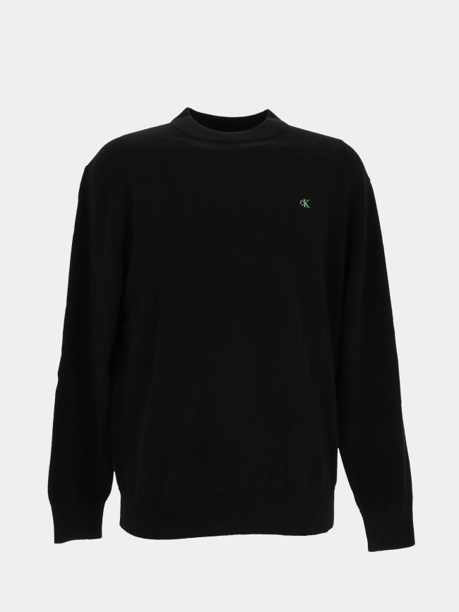 Pull à col rond en coton noir homme - Calvin Klein Jeans