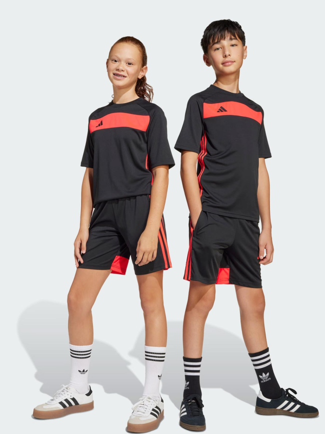 Short de football tiro noir et rouge enfant - Adidas