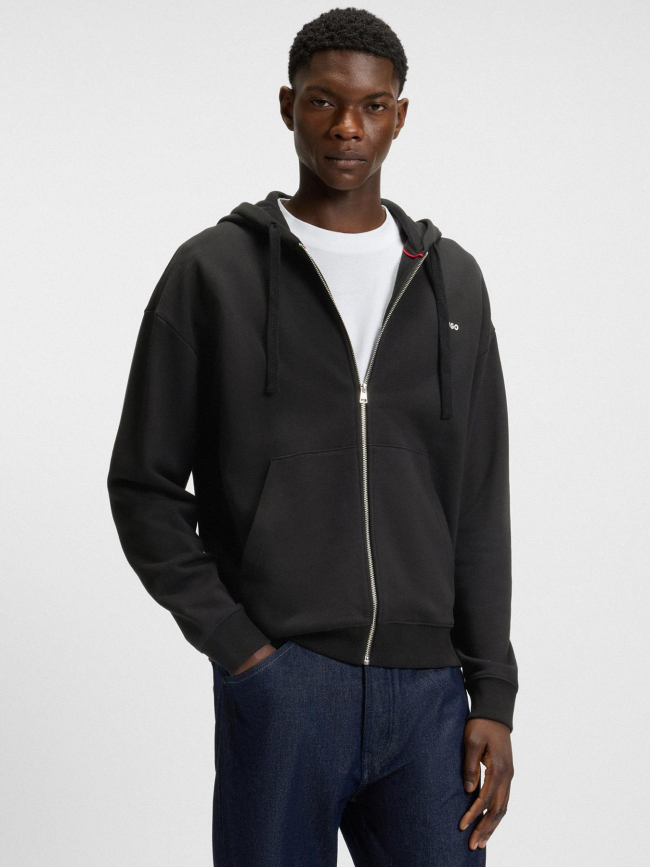 Sweat à capuche zippé dapo noir homme - Hugo