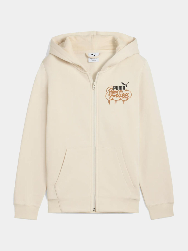 Sweat à capuche zippé mid90s beige enfant - Puma
