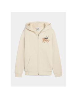 Sweat à capuche zippé mid90s beige enfant - Puma
