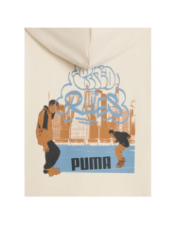 Sweat à capuche zippé mid90s beige enfant - Puma