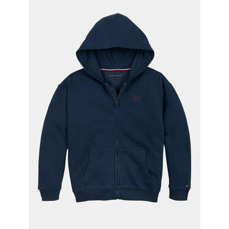 Sweat à capuche zippé à drapeau brodé bleu marine enfant - Tommy Hilfiger