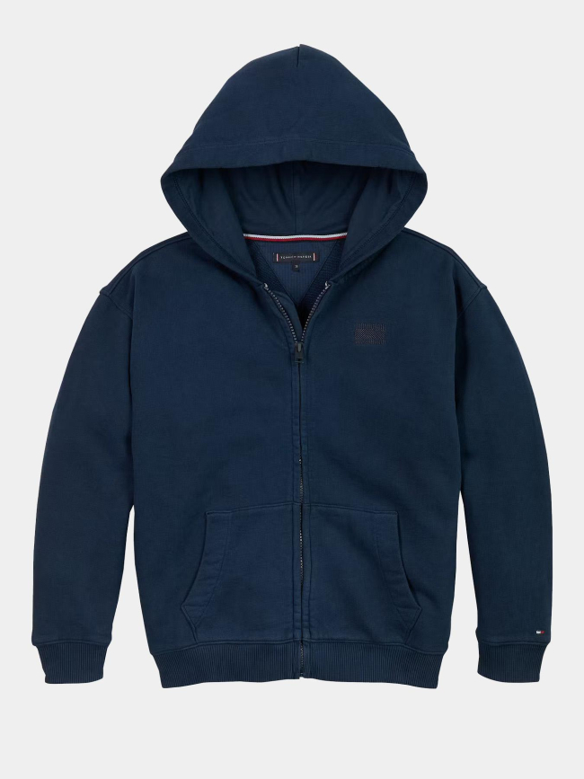 Sweat à capuche zippé à drapeau brodé bleu marine enfant - Tommy Hilfiger