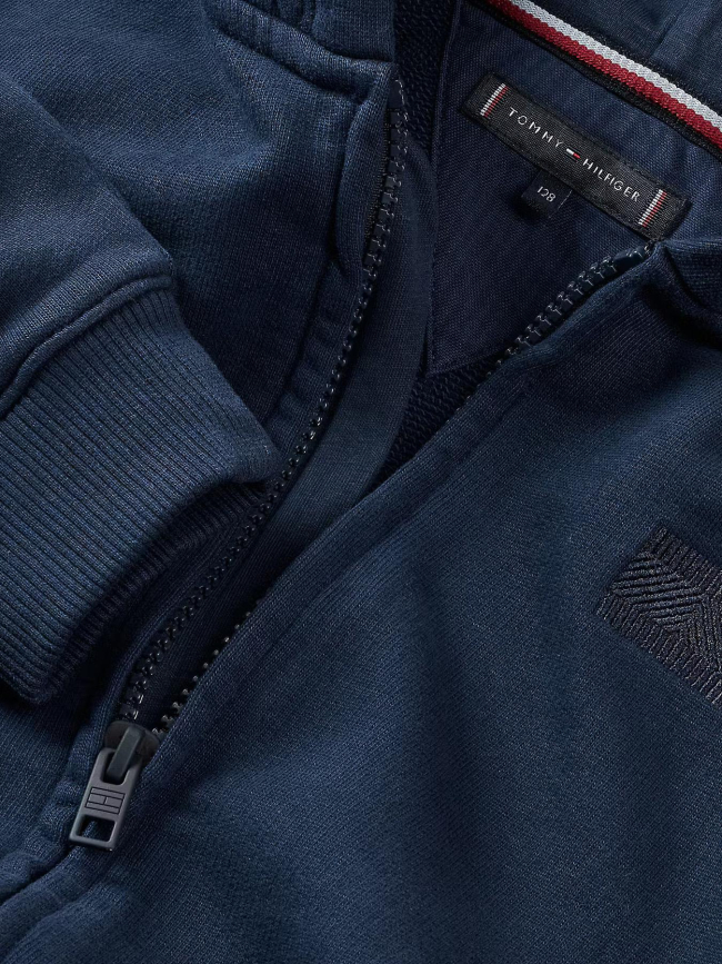Sweat à capuche zippé à drapeau brodé bleu marine enfant - Tommy Hilfiger