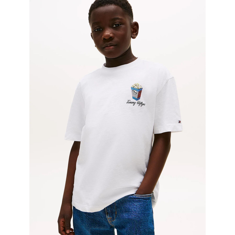 T-shirt texturé à motif au dos blanc garçon - Tommy Hilfiger