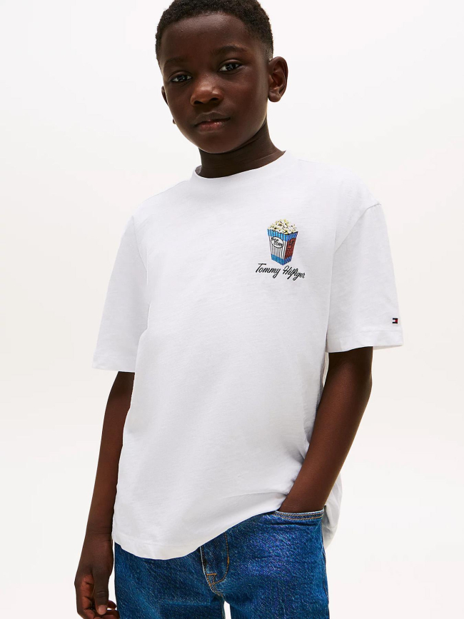 T-shirt texturé à motif au dos blanc garçon - Tommy Hilfiger