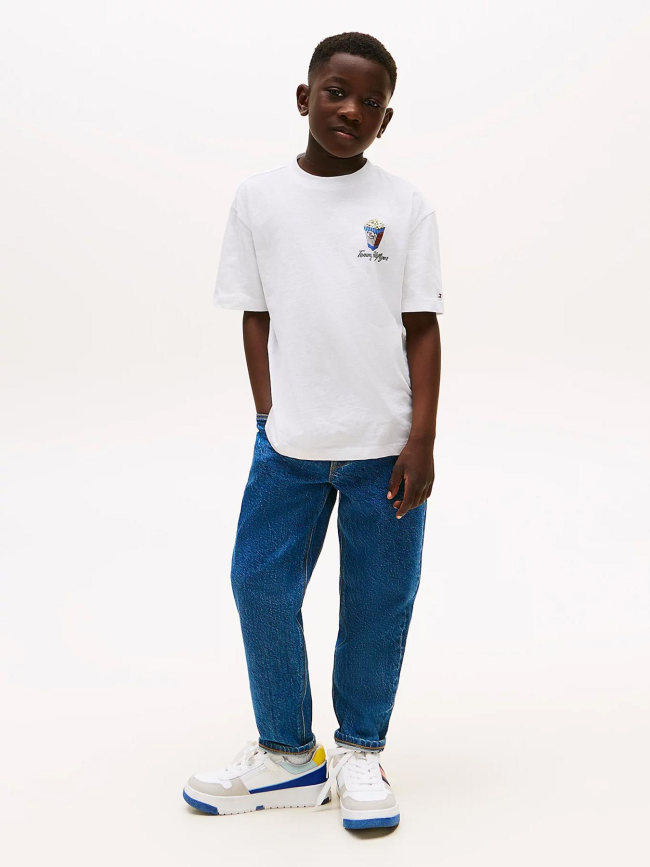 T-shirt texturé à motif au dos blanc garçon - Tommy Hilfiger