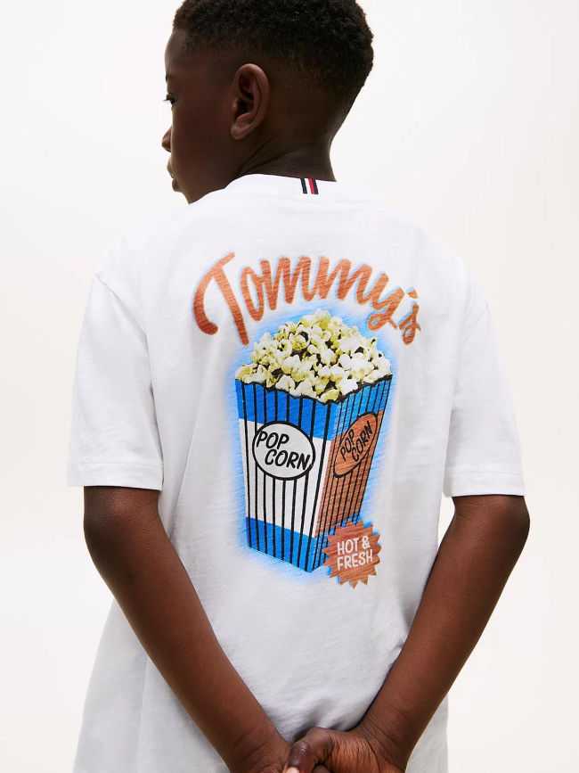 T-shirt texturé à motif au dos blanc garçon - Tommy Hilfiger