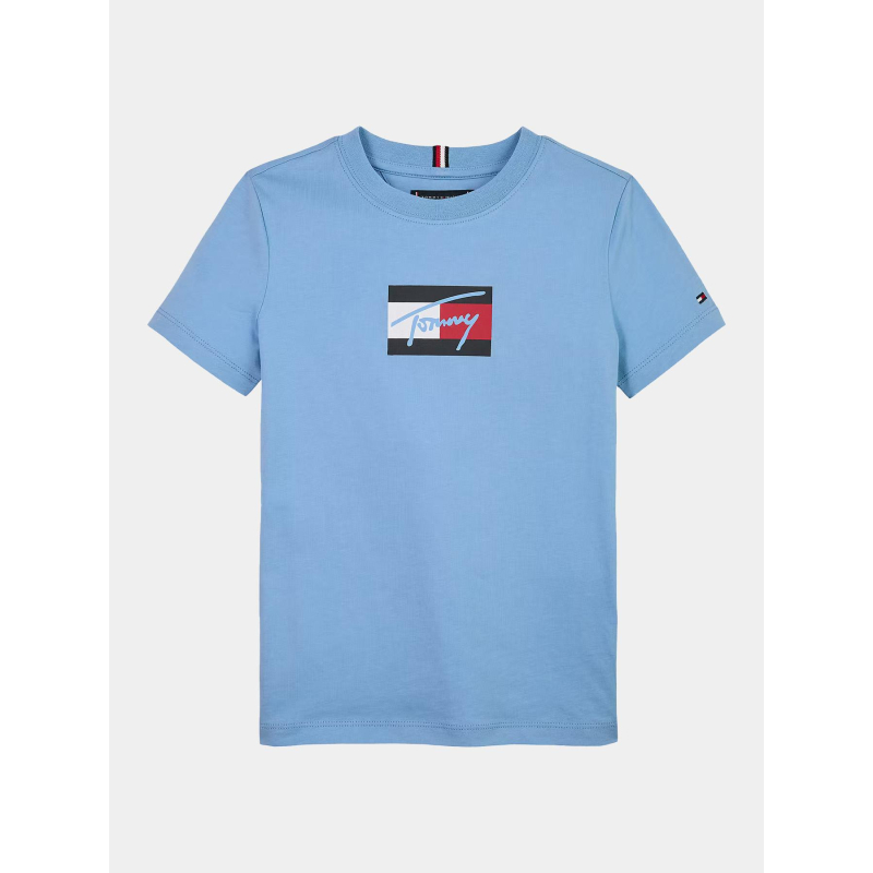 T-shirt à col ras-du-cou et logo signature bleu garçon - Tommy Hilfiger
