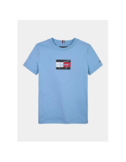 T-shirt à col ras-du-cou et logo signature bleu garçon - Tommy Hilfiger