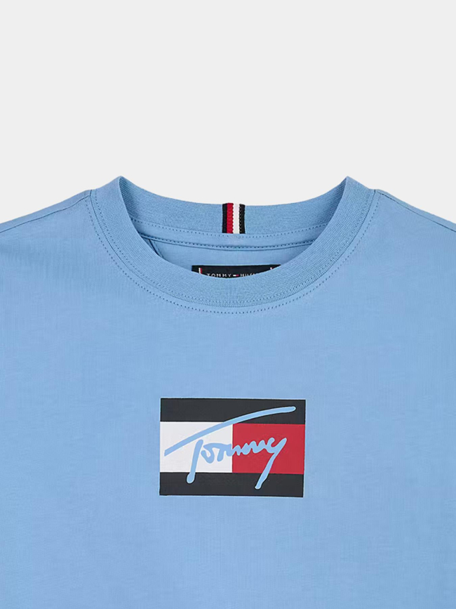 T-shirt à col ras-du-cou et logo signature bleu garçon - Tommy Hilfiger