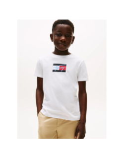T-shirt à col ras-du-cou et logo signature blanc garçon - Tommy Hilfiger
