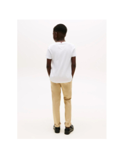 T-shirt à col ras-du-cou et logo signature blanc garçon - Tommy Hilfiger