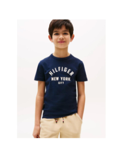 T-shirt à logo incurvé bleu marine garçon - Tommy Hilfiger