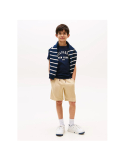 T-shirt à logo incurvé bleu marine garçon - Tommy Hilfiger