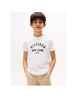 T-shirt logo incurvé blanc garçon - Tommy Hilfiger
