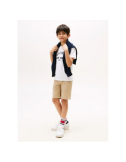 T-shirt logo incurvé blanc garçon - Tommy Hilfiger