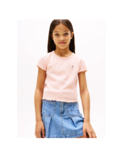 T-shirt côtelée a volants rose fille - Tommy Hilfiger
