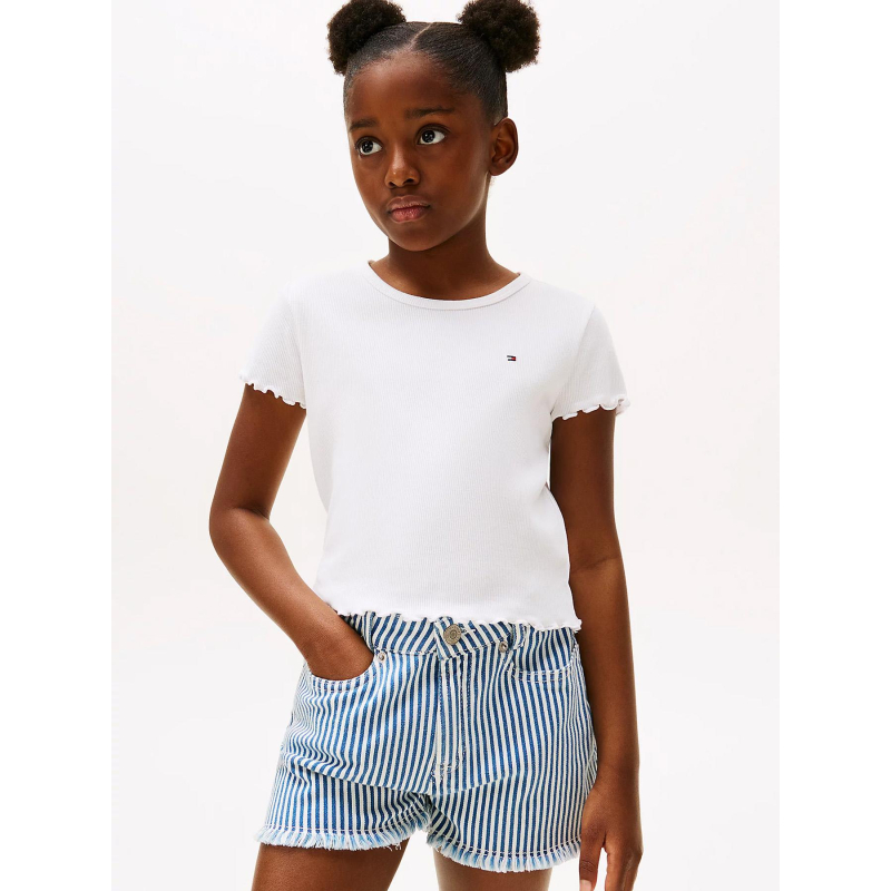 T-shirt extra slim à bordures à volants blanc fille - Tommy Hilfiger