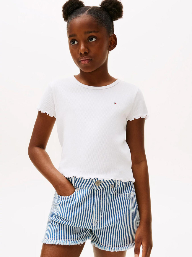 T-shirt extra slim à bordures à volants blanc fille - Tommy Hilfiger