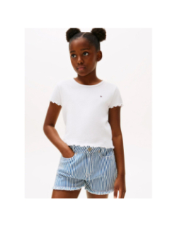 T-shirt extra slim à bordures à volants blanc fille - Tommy Hilfiger