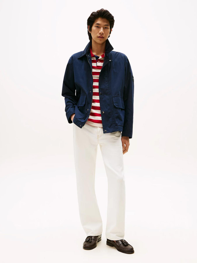 Veste déperlante à col en velours côtelé bleu homme - Tommy Hilfiger