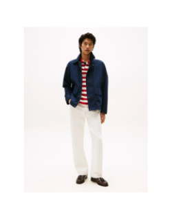 Veste déperlante à col en velours côtelé bleu homme - Tommy Hilfiger