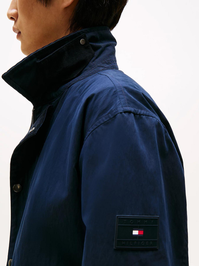 Veste déperlante à col en velours côtelé bleu homme - Tommy Hilfiger