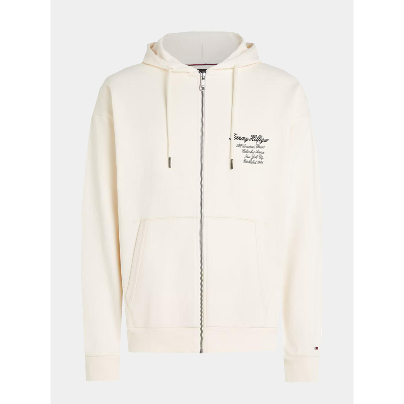 Sweat à capuche athleisure décontracté zippé logo beige homme - Tommy Hilfiger